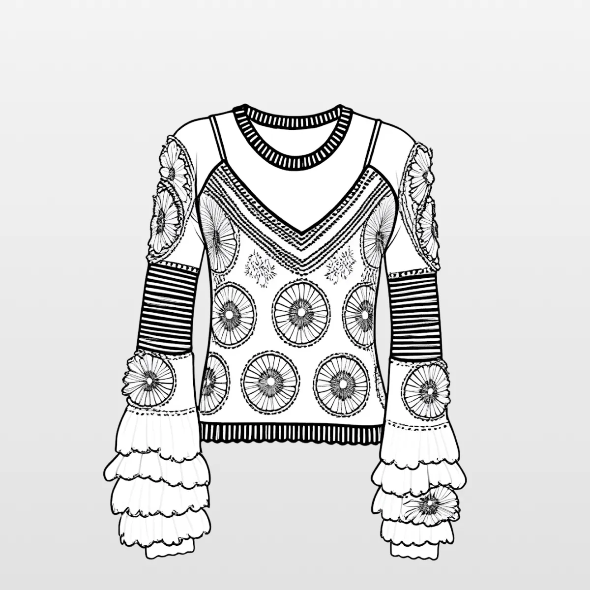 Flat Lay to Line Sketch
